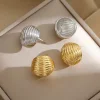 Wholesale of high-end small accessories such as S925 silver needle earrings for women with pleated ear studs, a light and luxurious European and American style with a cold and elegant temperament details Picture